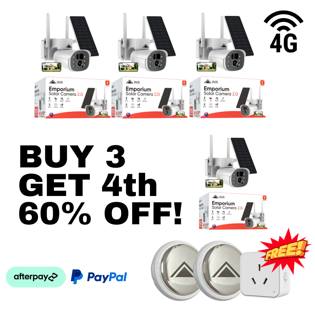 4 x Emporium Hut Solar Camera Pro 2.0 (4G Sim not included) Bundle